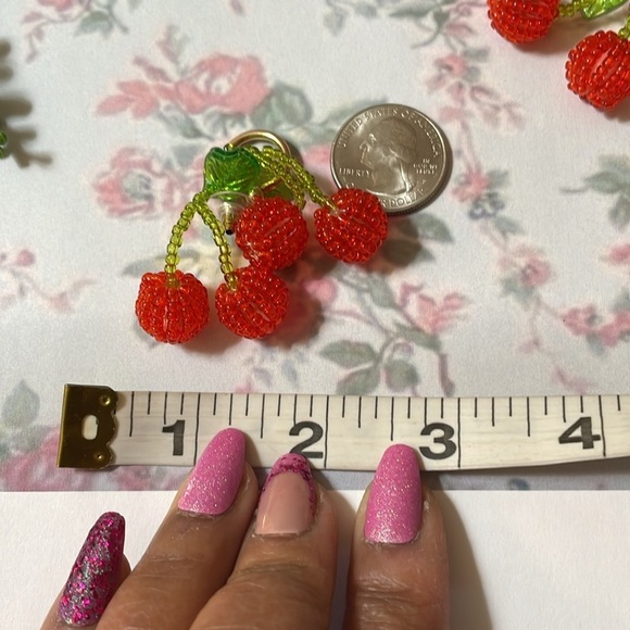 Cherry Beaded Drop Earrings - Picture 11 of 13